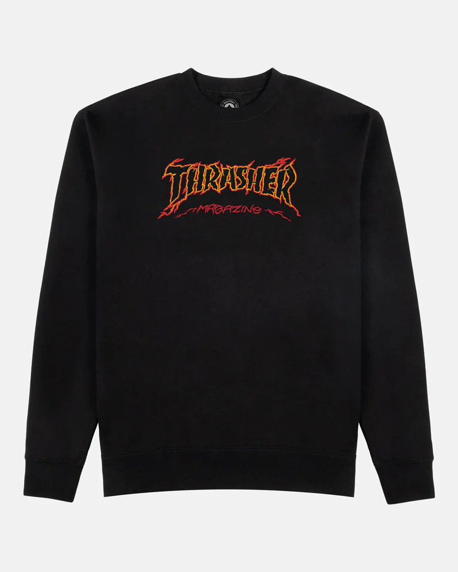 THRASHER SWEAT CRACKED BY EXTEENAGER CREW BLACK